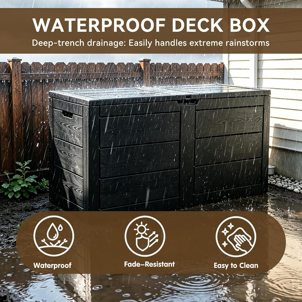 70 Gallon Deck Box, Outdoor Storage Box Waterproof, Patio Storage