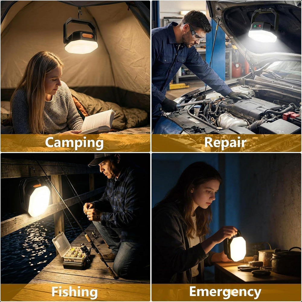 SyouHome Rechargeable Camping Light, 4000LM 6600mAh Solar Lantern, 2 Pack