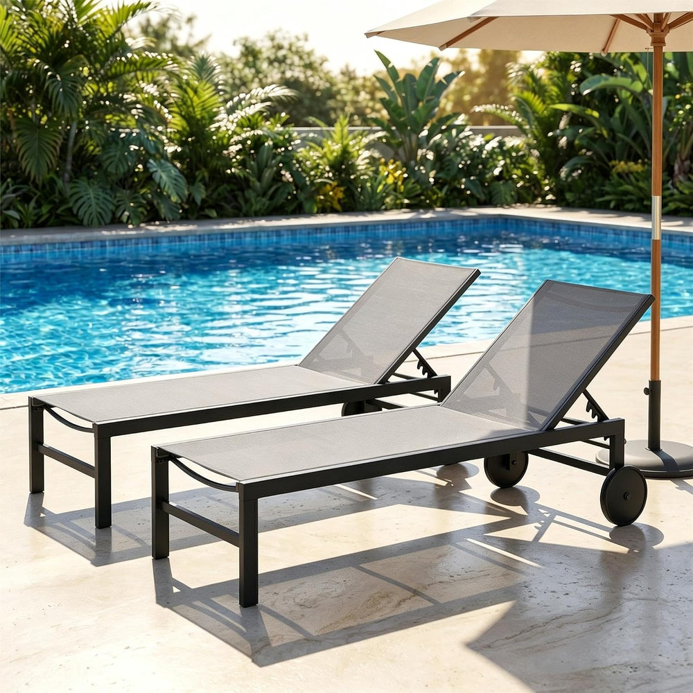 SUNLEI Patio Chaise Lounge Outdoor Set of 2, Pool Lounge Chairs for Outside w...