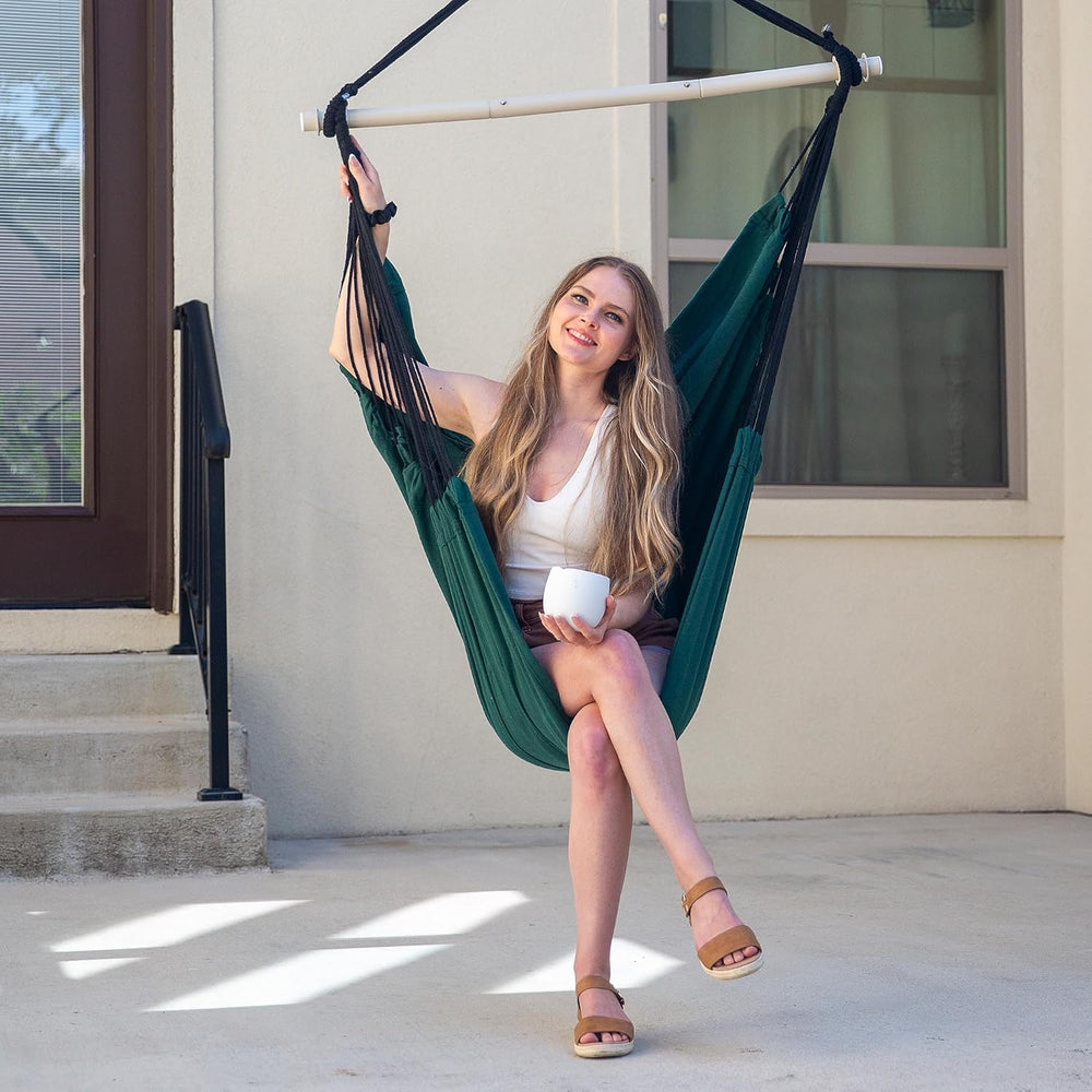 SUNCREAT Hammock Chair Hanging Rope Swing Seat-Max 450lbs Capacity, Green