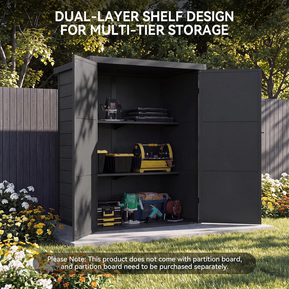 Aoxun 55 Cuft Outdoor Tall Storage Shed, 5×3 Ft Vertical Shed with Floor &amp...