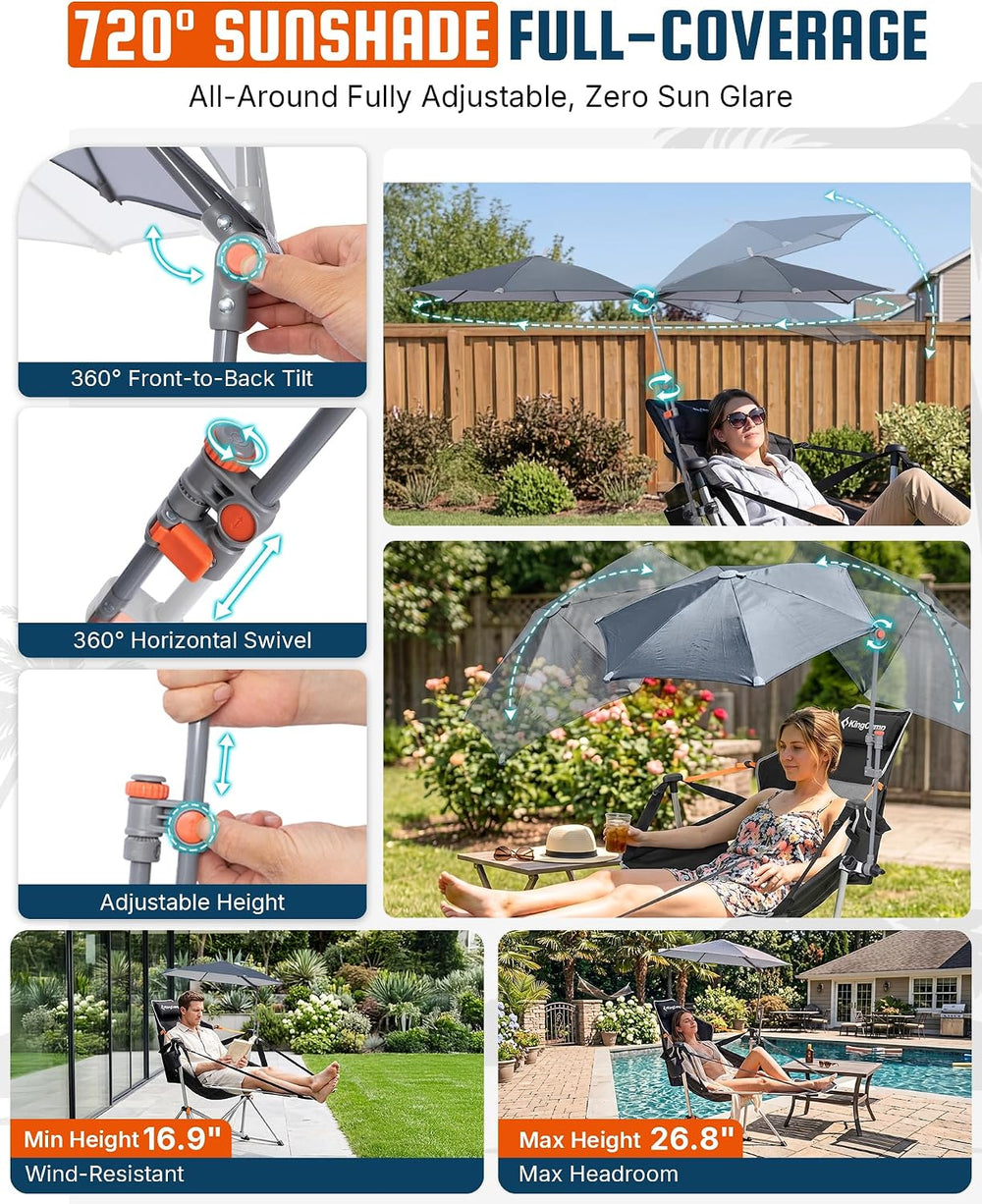 KingCamp Hammock Chair with Umbrella & Footrest,Camping Chair with Canopy