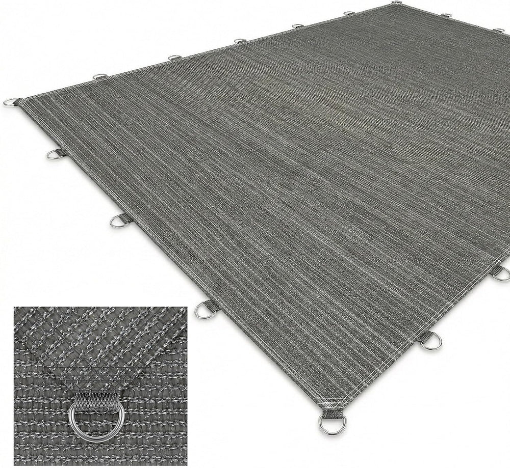 8x20 FT 90% Outdoor Sun Shade Cloth, Reinforced Webbing & D-Rings, Gray