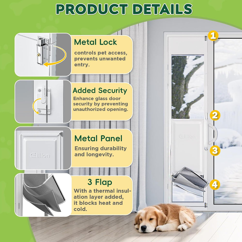 3 Flap XLarge Dog Door for Sliding Glass Door, Openable Pet Door for Sliding ...