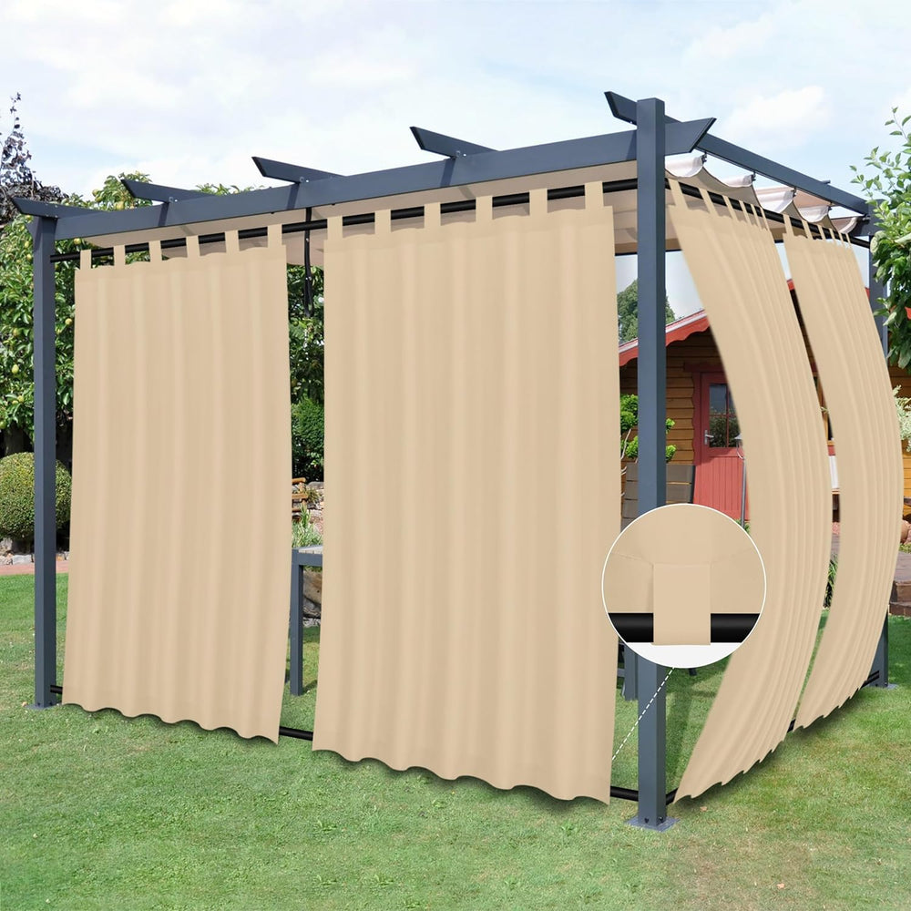 Easy-Going Outdoor Patio Curtains 2 Panels, 54x96 inch, Beige