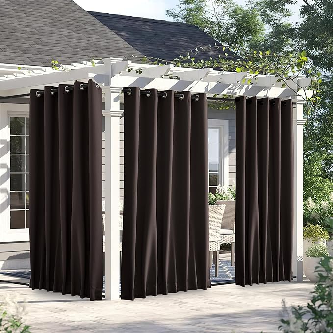 NICETOWN 2 Panels Weighted Outdoor Curtains for Patio Waterproof, Thermal Ins...