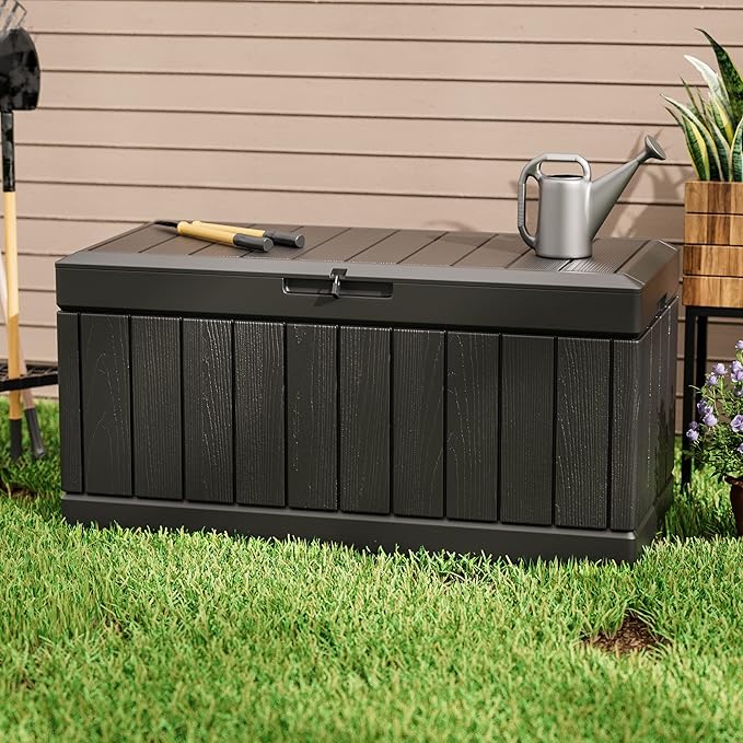 Greesum 82 Gallon Resin Deck Box All Weather Large Outdoor Storage for Patio ...