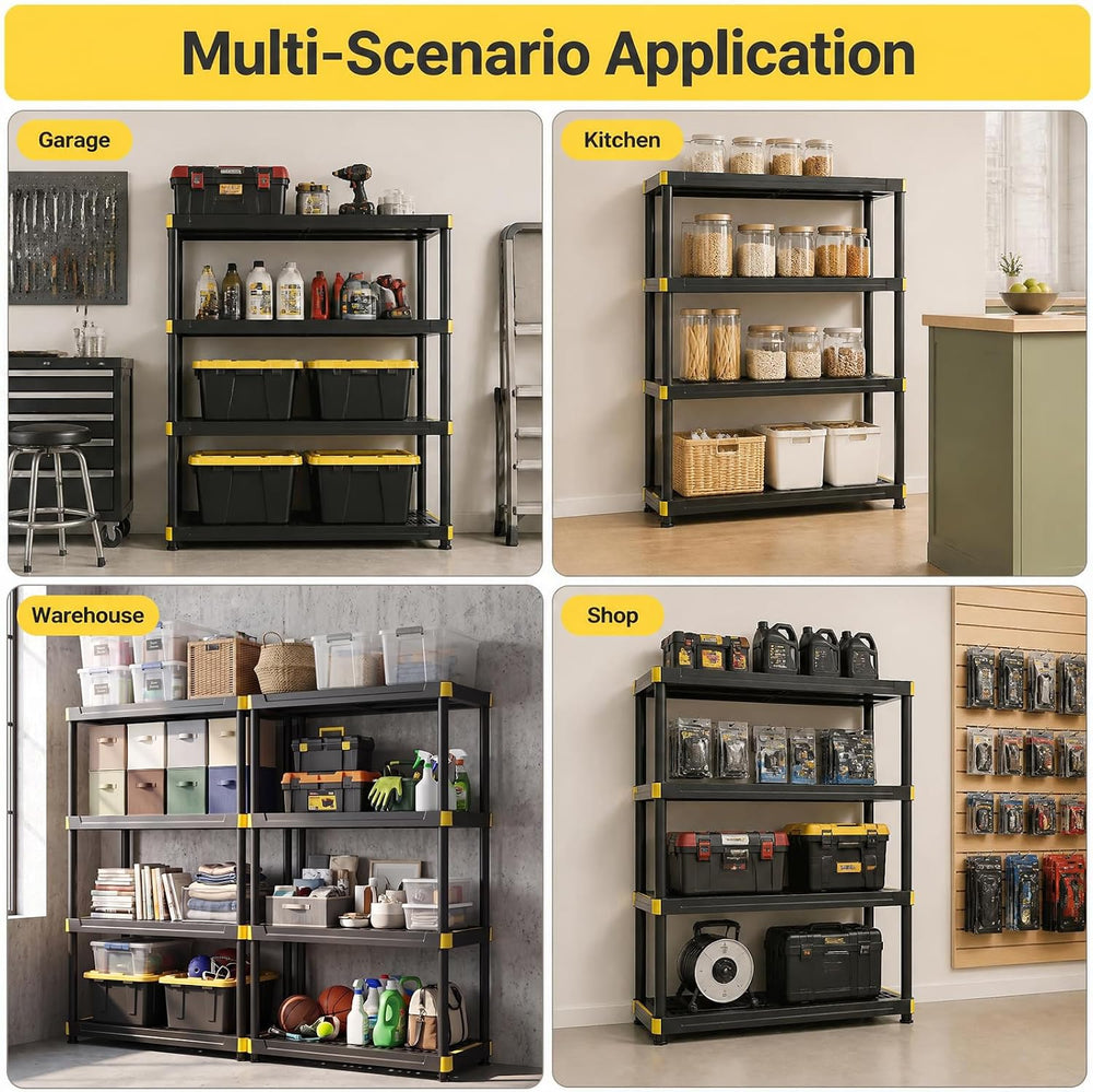 GIANTEX 4-Tier Plastic Storage Shelf, Heavy-Duty Utility Rack