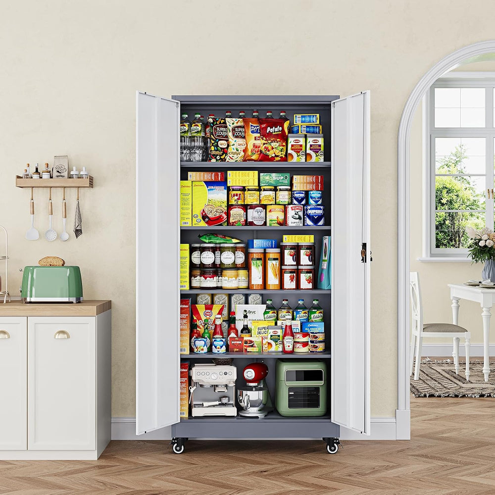Metal Garage Storage Cabinets with Lock Door and Adjustable Shelves, Steel To...