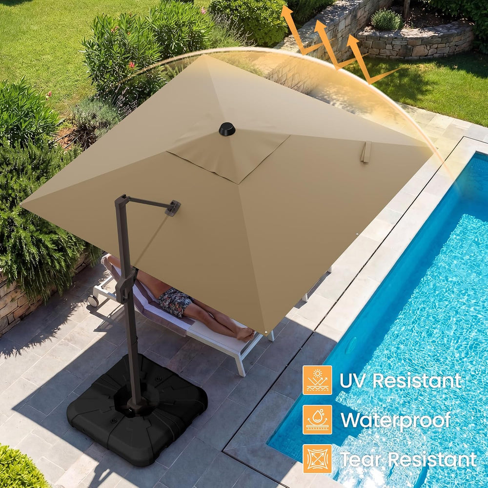 10x10' Patio Cantilever Umbrella for Outdoor, Tan