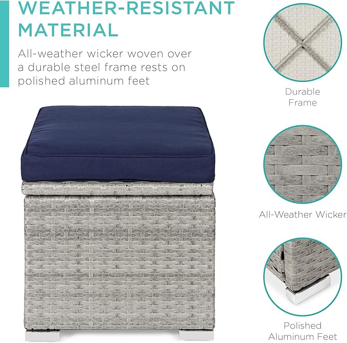 Best Choice Products Set of 2 Wicker Ottomans, Multipurpose Outdoor Furniture...