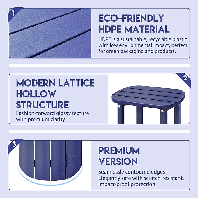 LZRS Outdoor Side Table - 2-Tier Adirondack HDPE Patio End Table for Pool, Po...