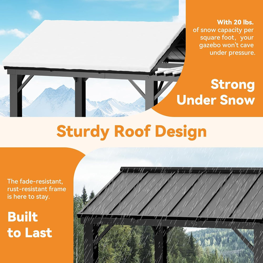 Covered Outdoor Grill Gazebo 6' x 8' with Galvanized Steel Roof and P...