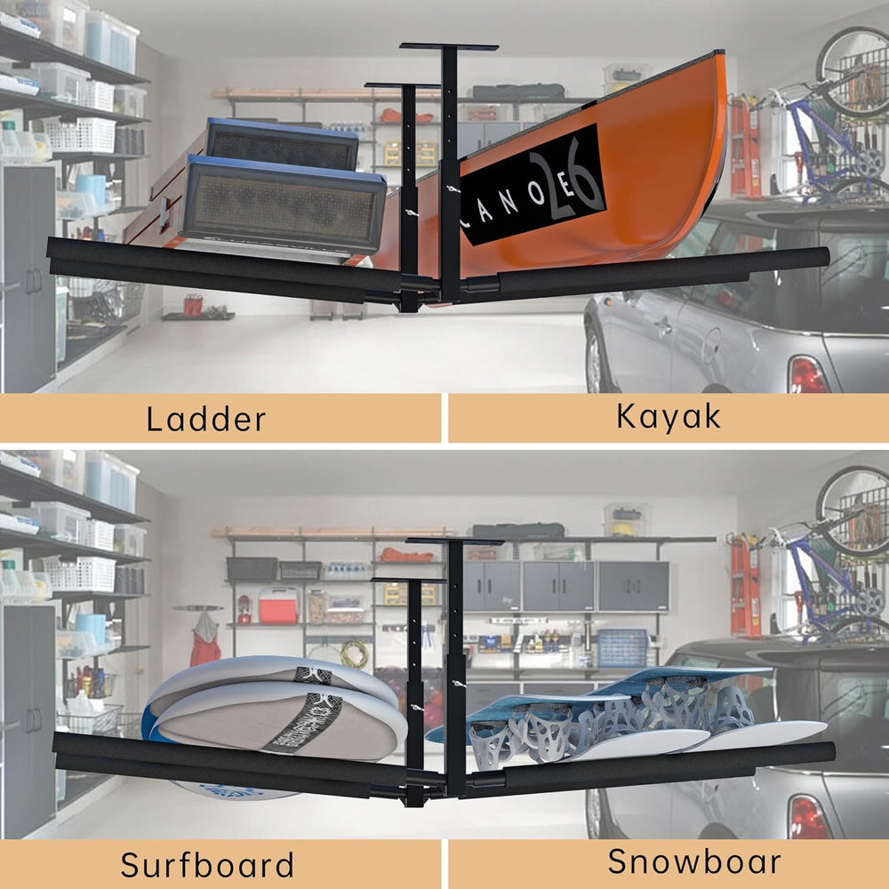 TRUSOON Double Ladder & Kayak Ceiling Storage Rack, Adjustable, 200 lbs