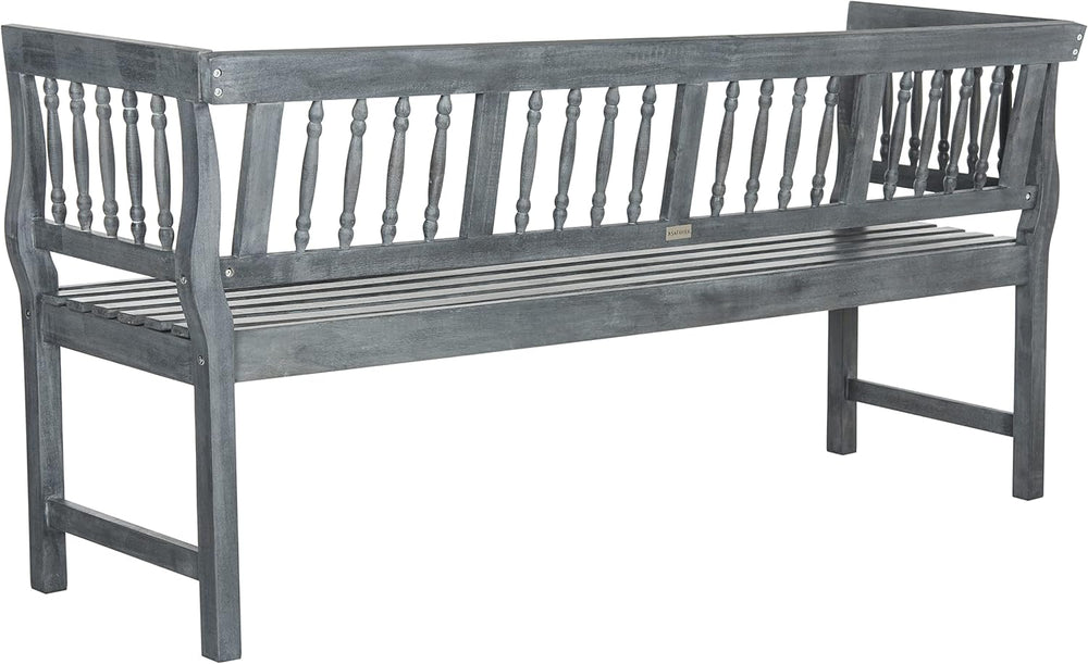 SAFAVIEH Outdoor Brentwood Wood Bench, 72.1" Ash Grey PAT6732B
