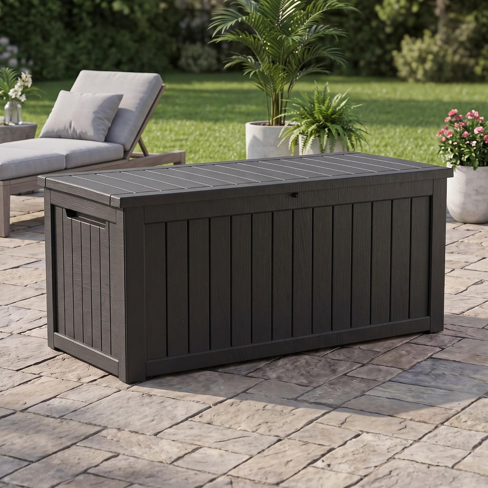 320 Gallon Outdoor Storage Box Waterproof Deck Box Patio Black