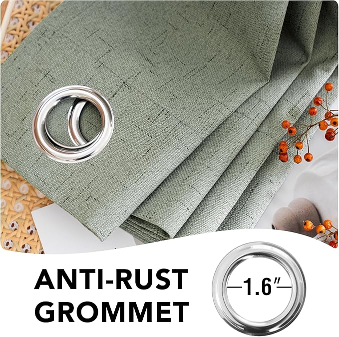 H.VERSAILTEX Linen Blackout Curtains 108 Inches Long 100% Blackout Thermal In...