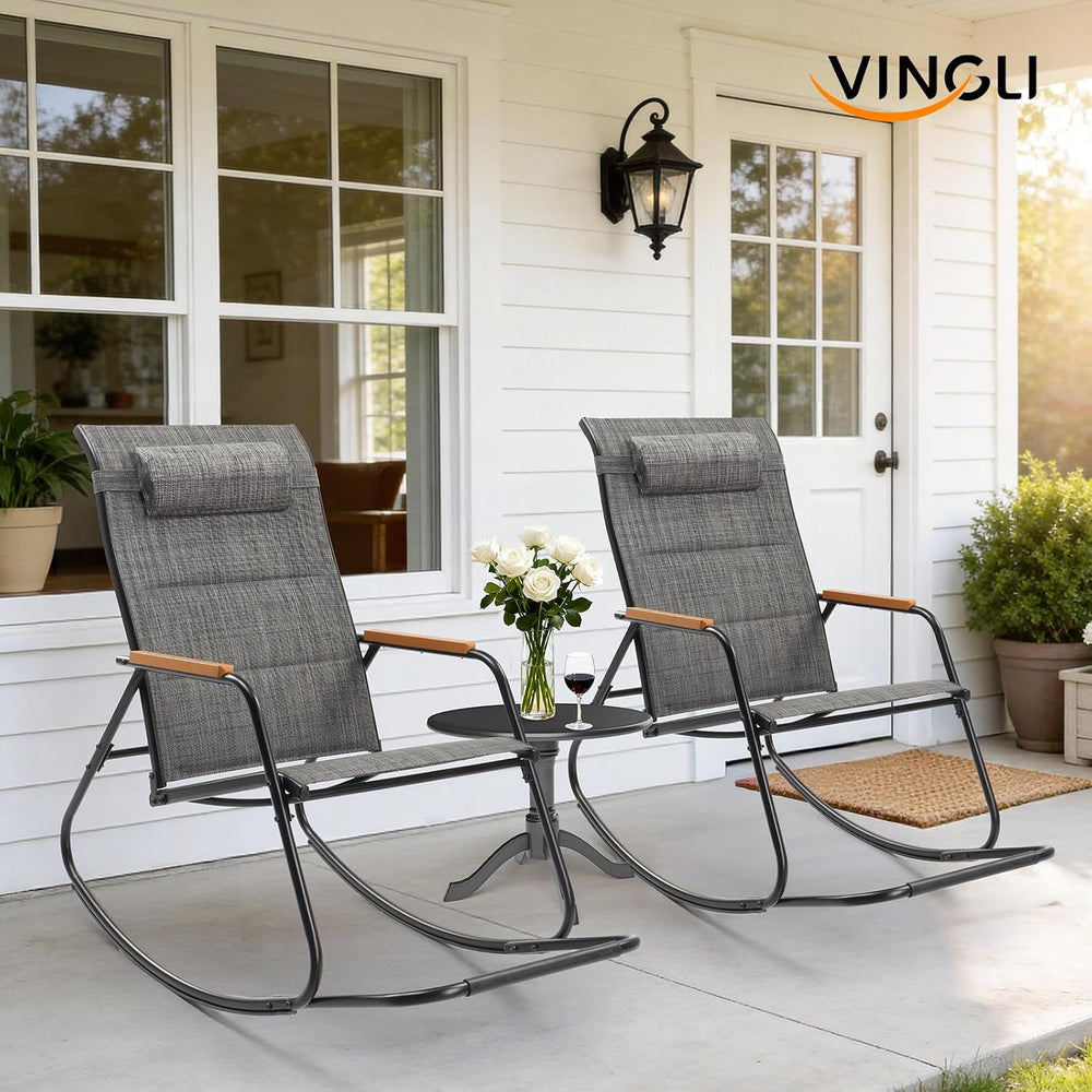 VINGLI Outdoor Rocking Chair, Textilene Mesh Patio Rocker, Outdoor Rocker wit...