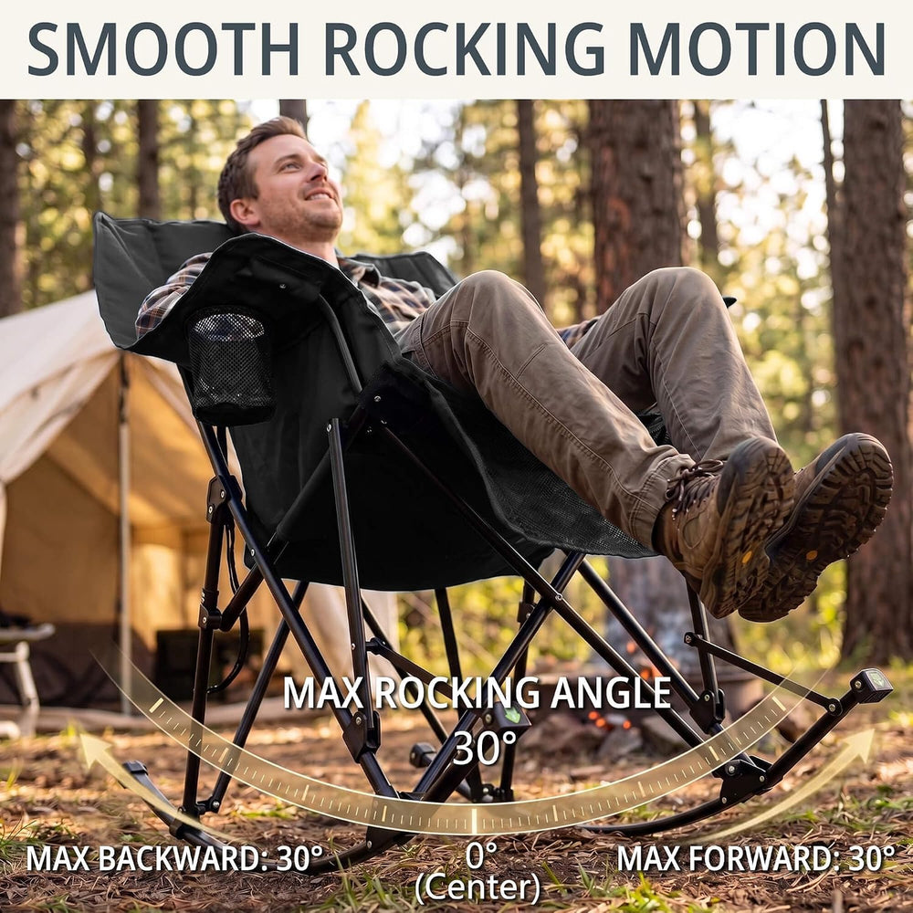 400lbs Rocking Camping Chair Oversized Folding Rocker for Adults