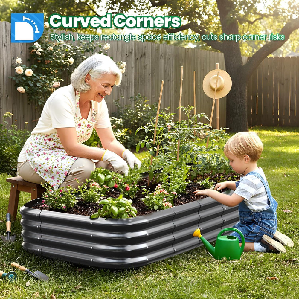 Quictent Galvanized Oval Raised Garden Bed Kit, 6x3x1 ft