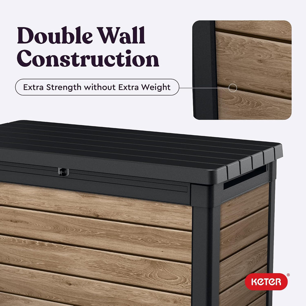 Keter Signature Collection 100 Gallon Resin Deck Box Organization Box and Sto...