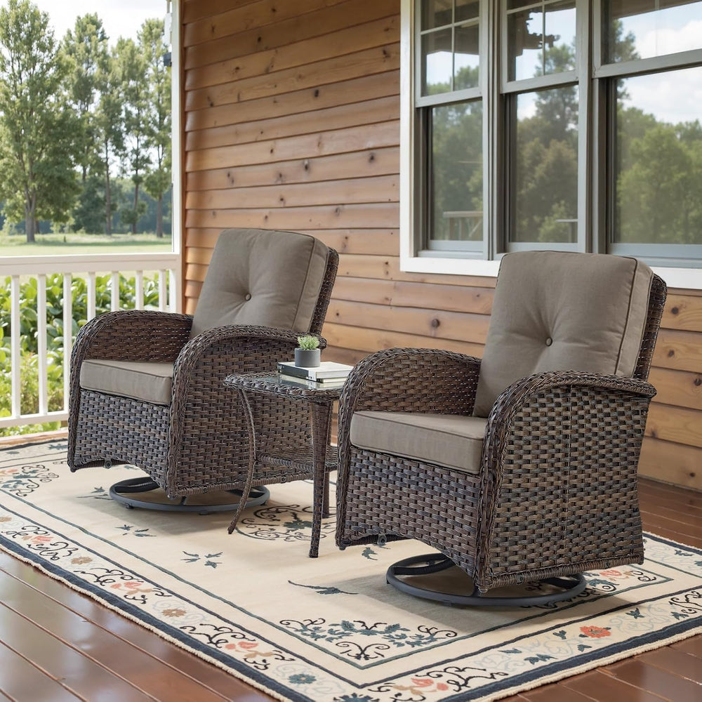Belord Patio Wicker Chairs Swivel Rocker - Outdoor Swivel Rocking Chairs Set ...