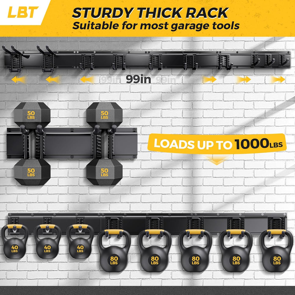 LBT 99" Garage Tool Organizer Wall Mount - 1000lbs Garden Tool Organizer