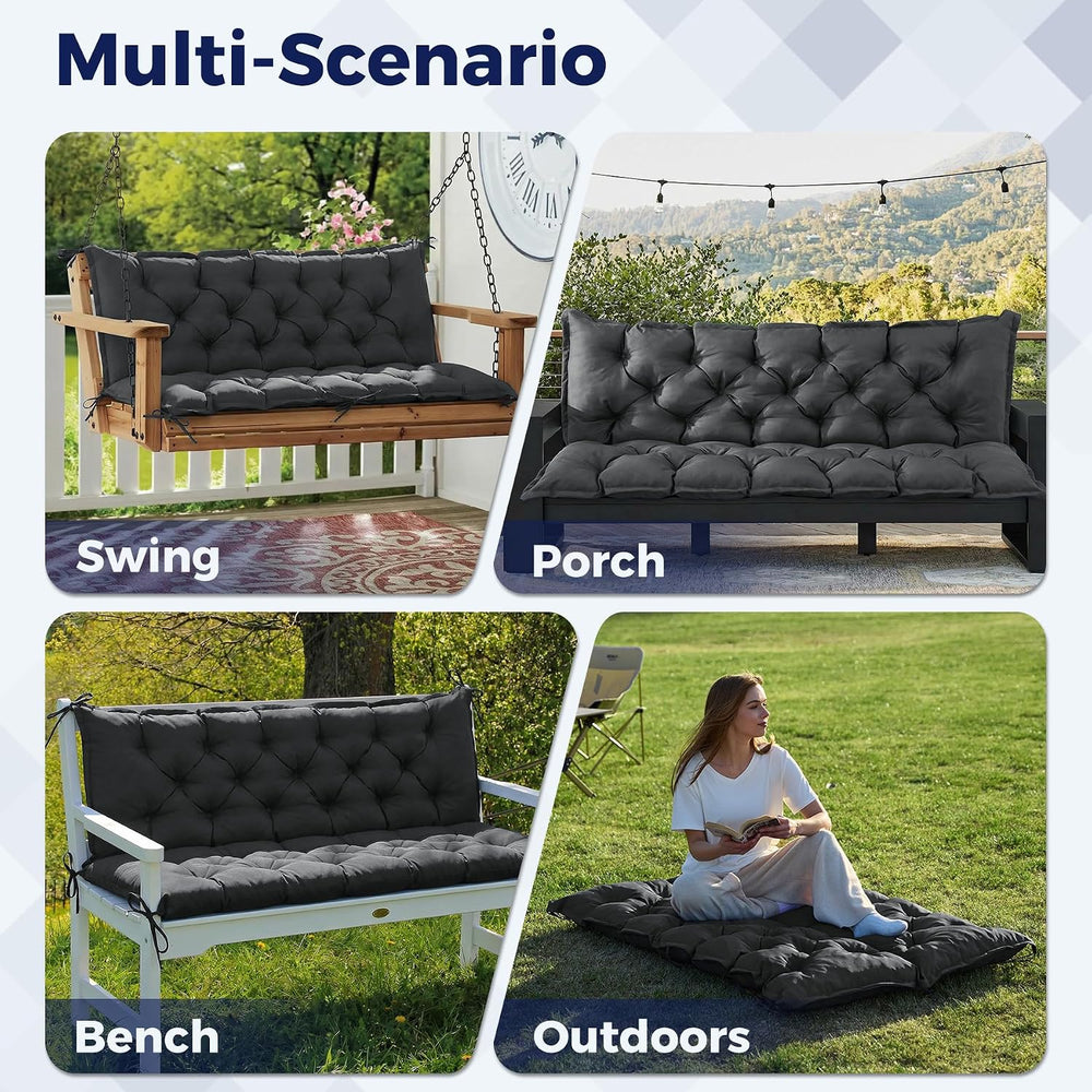 IASEAHK Porch Swing Cushions, 40×40×4 Inch, Waterproof, Dark Grey