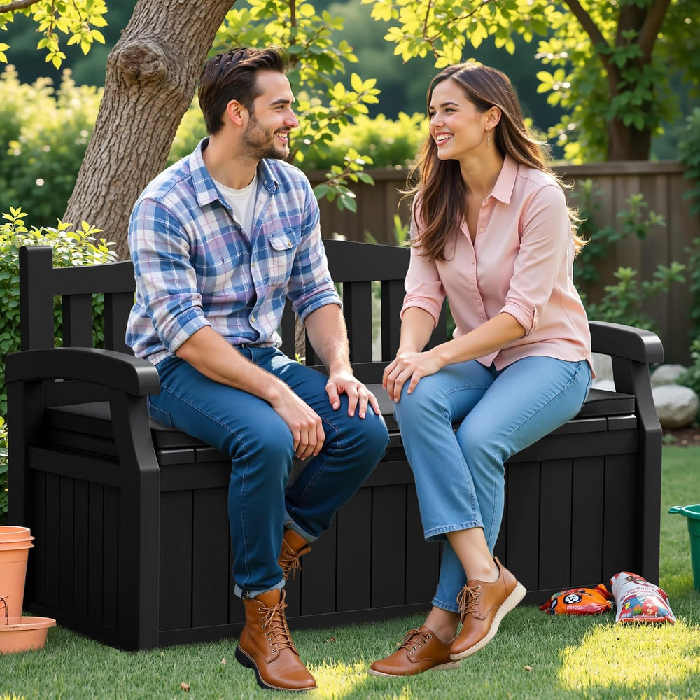 Flamaker 80 Gallon Storage Bench with Cushion, Waterproof, All-Weather