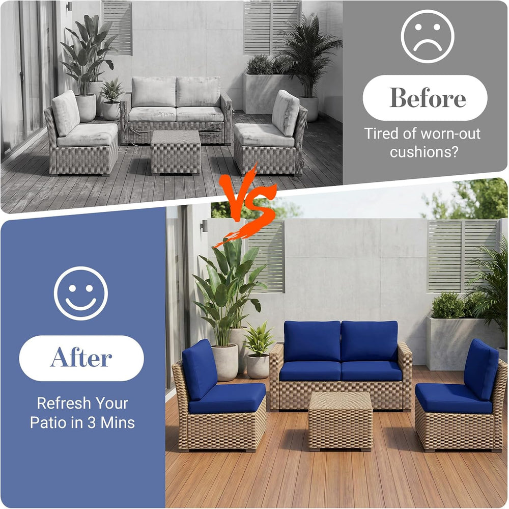 8Pcs Patio Cushion Covers Stretch Outdoor Furniture Protector Slipcovers