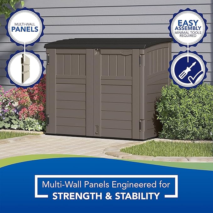 Suncast 34 Cu Ft Horizontal Resin Storage Shed - Outdoor Storage Shed with Fl...