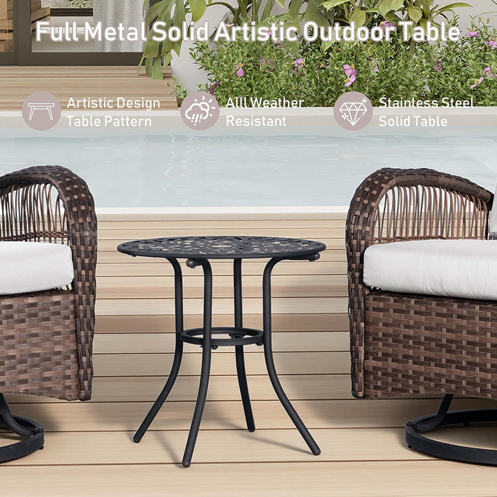Rophefx 3-Piece Patio Furniture Set, Swivel Rocker Chairs and Table, White