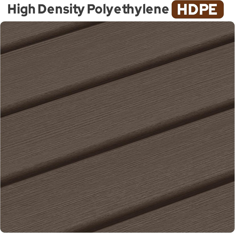 Psilvam 48“ HDPE Outdoor Bench, 2-Person Backless Garden Bench, Brown
