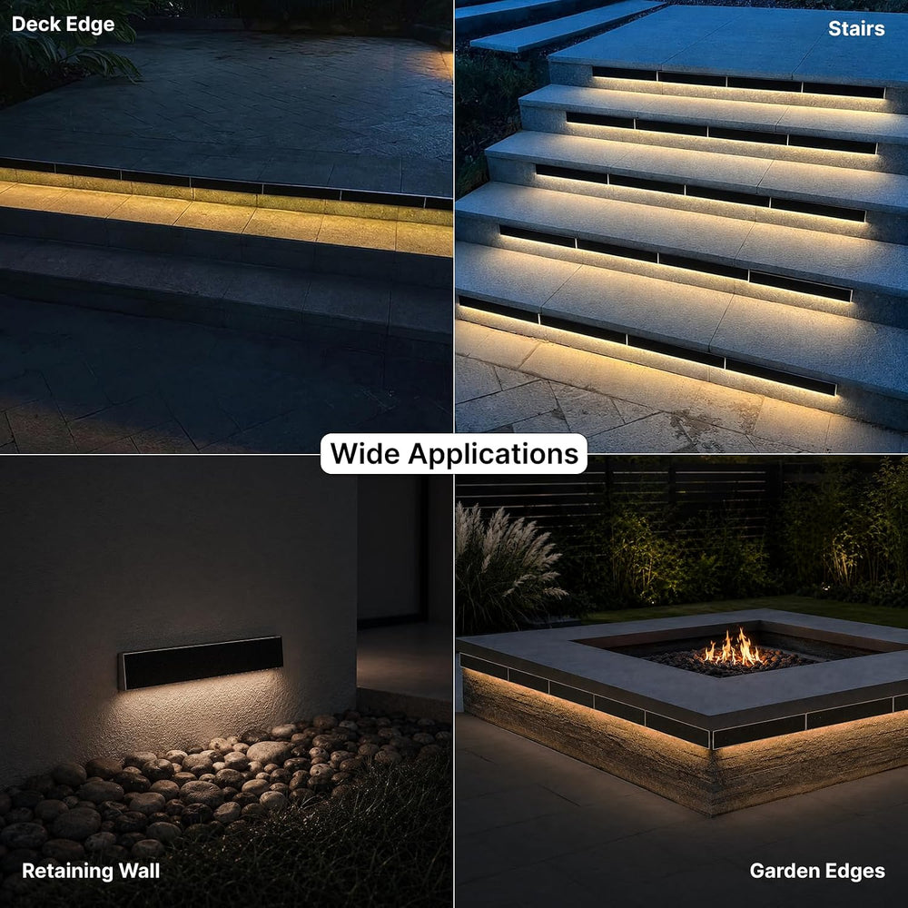 SHONELIGHTING Solar LED Strip Lights Outdoor, Rigid Modular Stair Light 6pk