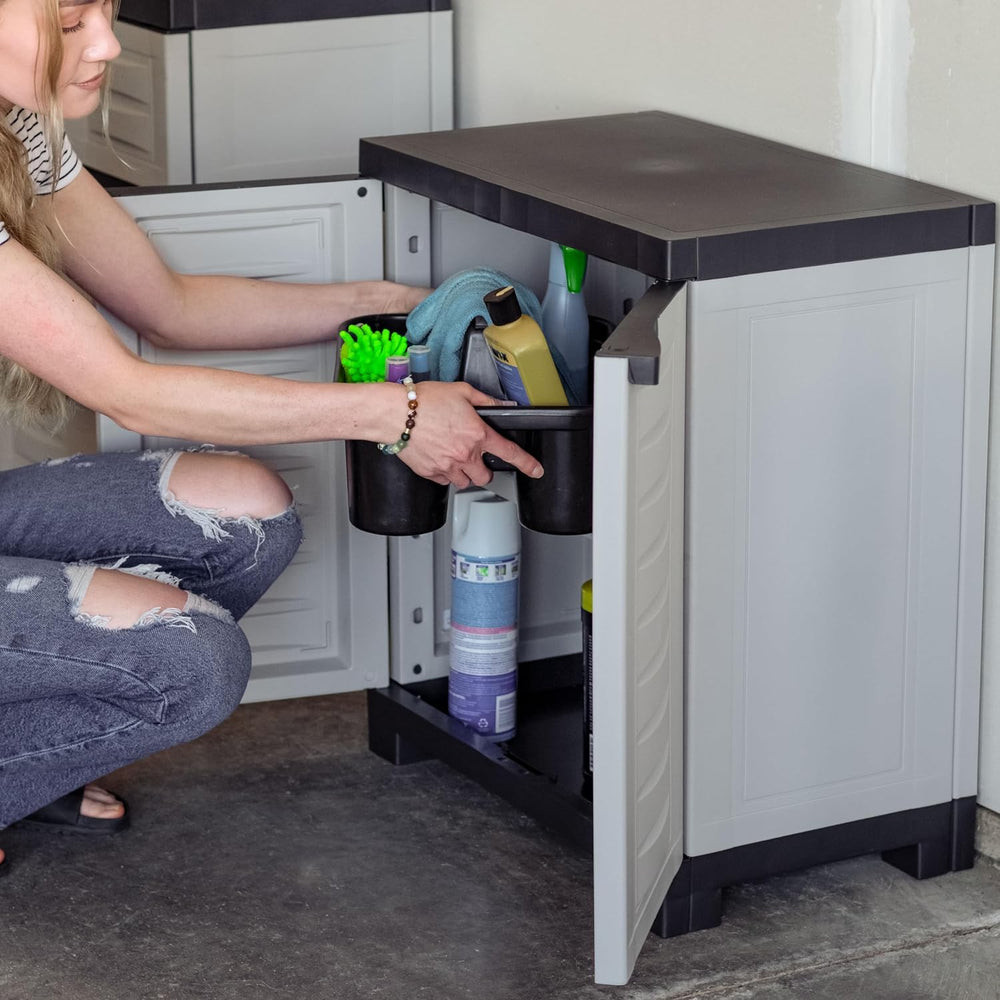 Sunnydaze 25.5" Garage Storage Cabinet with Adjustable Shelf, Gray