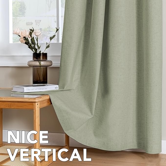 H.VERSAILTEX Linen Curtains 100% Blackout Curtains for Bedroom 108 inch Long ...