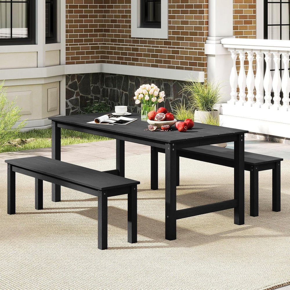 Tangkula HDPE Outdoor Bench, 2-3 Person Patio Bench, 55" Backless Garden...