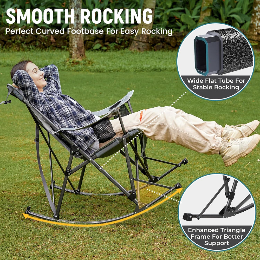 FUNDANGO Rocking Camping Chair for Adults, 2 Pack Portable Camp Chairs