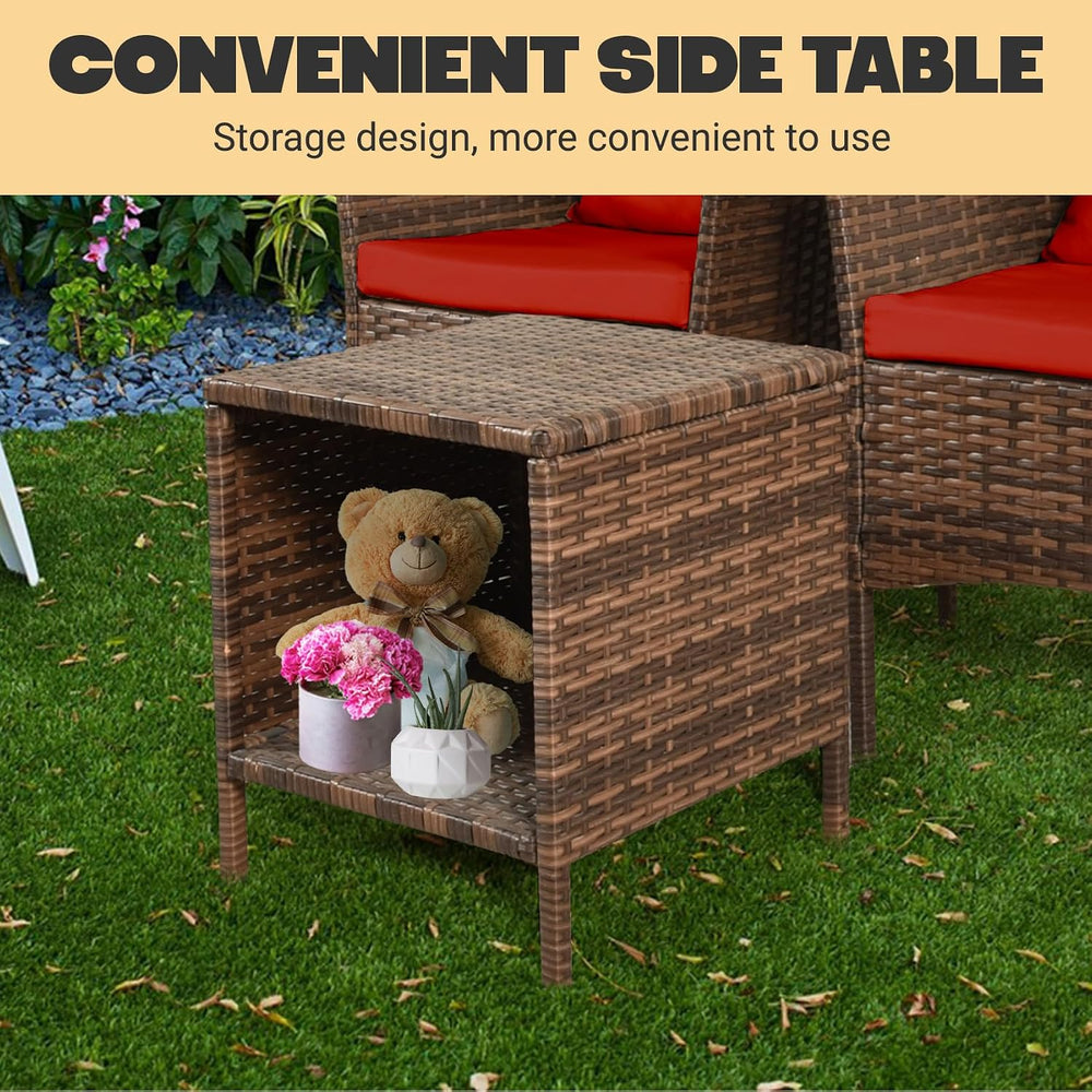 3 Piece Patio Conversation Bistro Set, Porch Balcony Furniture Set Outdoor Ch...