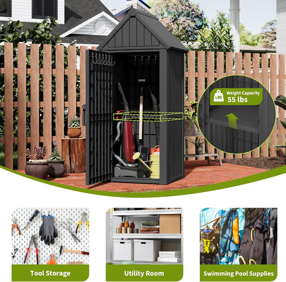 Outdoor Storage Shed, Waterproof Storage Cabinet with Ample Space, Sturdy Res...