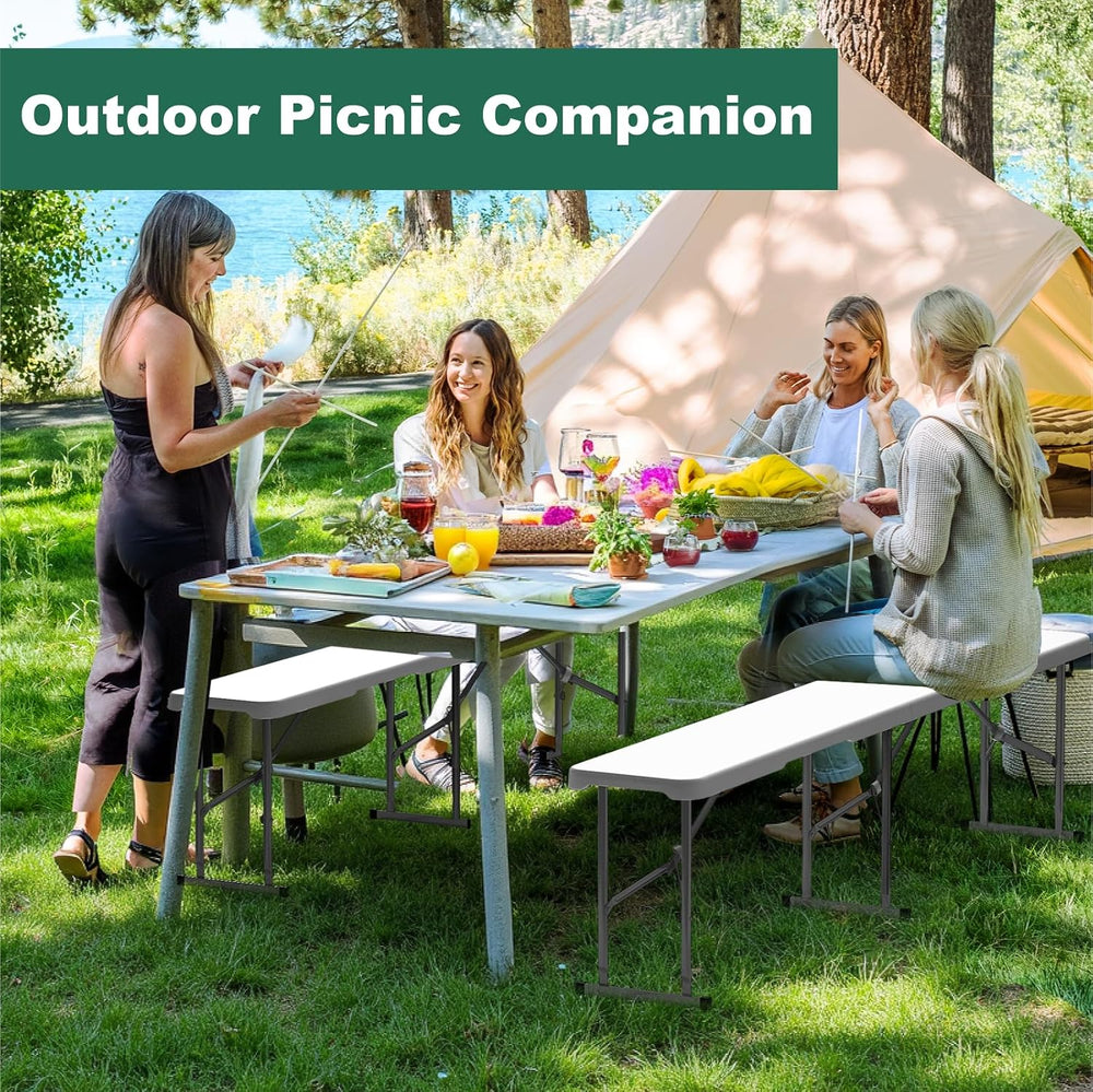6ft Folding Bench 2 Pack for Picnic Party Camping, 650lbs Capacity
