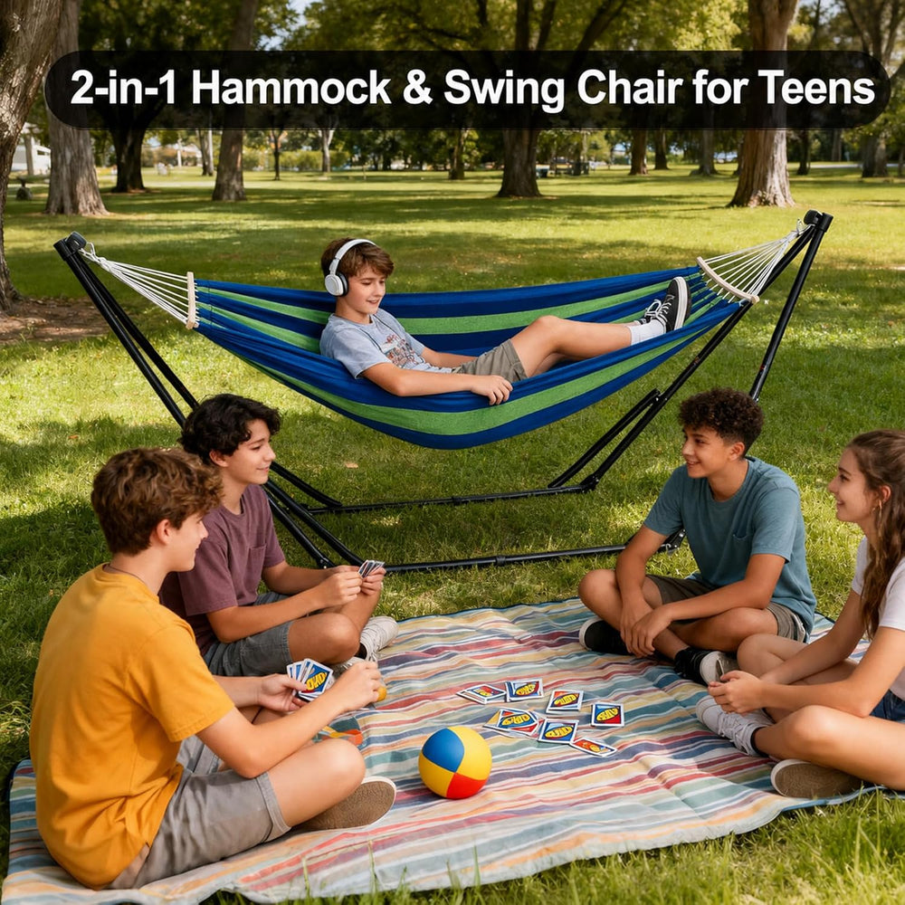 2-in-1 Hammock Chair with Stand, Portable Hammock, Cyan