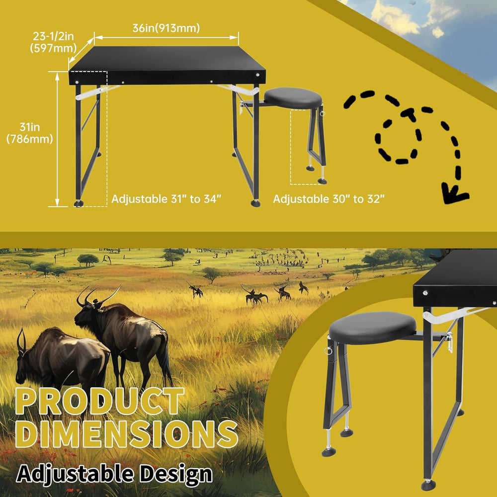 KUAFU Foldable Shooting & Hunting Table with Shooting Bench, Adjustable