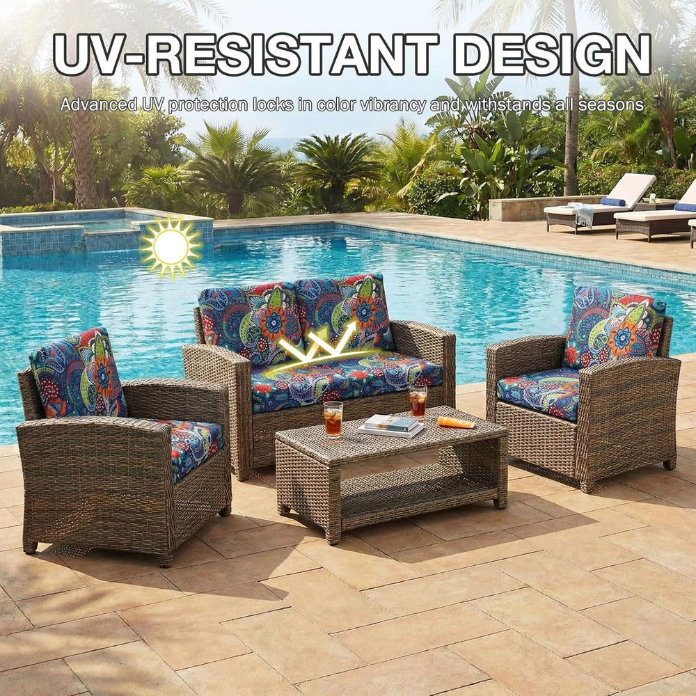 hyha 8Pcs Patio Cushion Covers, Stretch Outdoor Couch Cushion Covers
