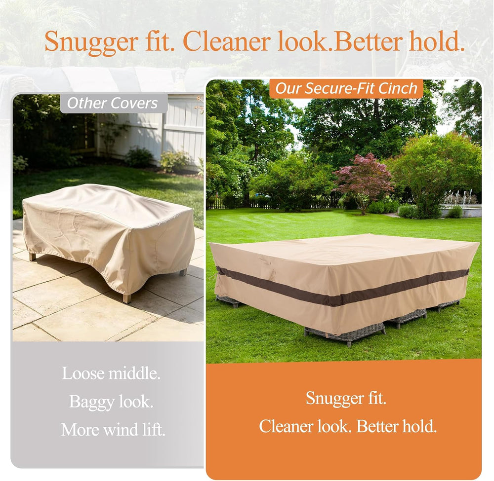 WJ-X3 Patio Furniture Cover, Large, Beige & Coffee, 108W x 84D x 31H