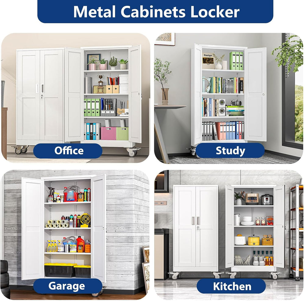 Metal Garage Storage Cabinet with Locking Doors and Adjustable Shelves,61&quo...