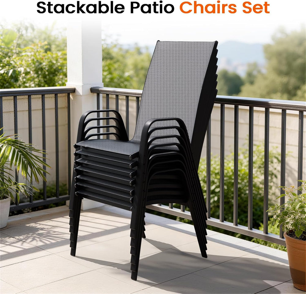 JEAREY Patio Dining Chairs Set of 6, Stackable Outdoor Chairs, Grey