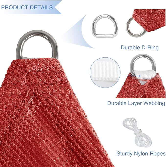 E&K Sunrise 20' x 20' x 20' Sun Shade Sail Triangle Canopy Sh...