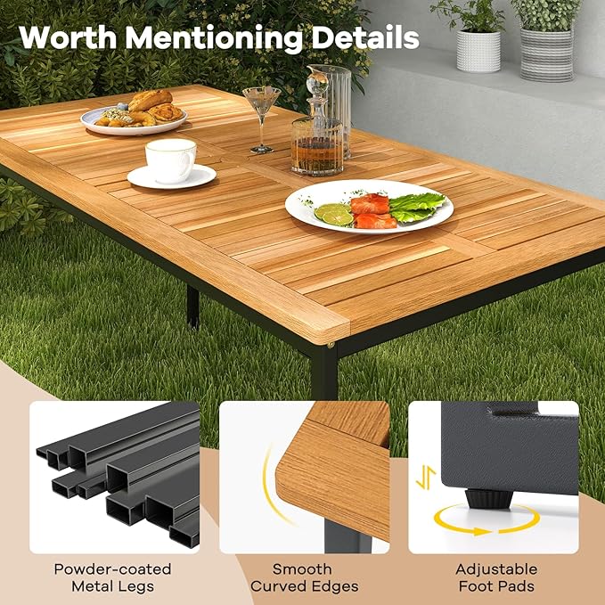 Tangkula 6 Pieces Outdoor Acacia Wood Dining Set, Patio Table and Chairs Set ...