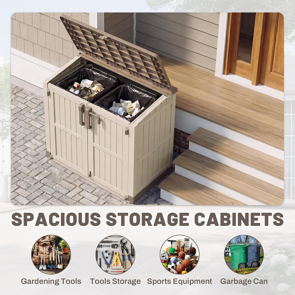 Horizontal Outdoor Storage Cabinet Box 36 Cu Ft with Lockable Doors, Outdoor ...